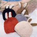 Korean Children's Hats Handmade Rabbit Ears Woolen Knitted  Autumn And Winter Baby Hats